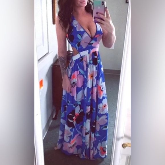 Express Floral Cutout Maxi Dress XS - Picture 3 of 14